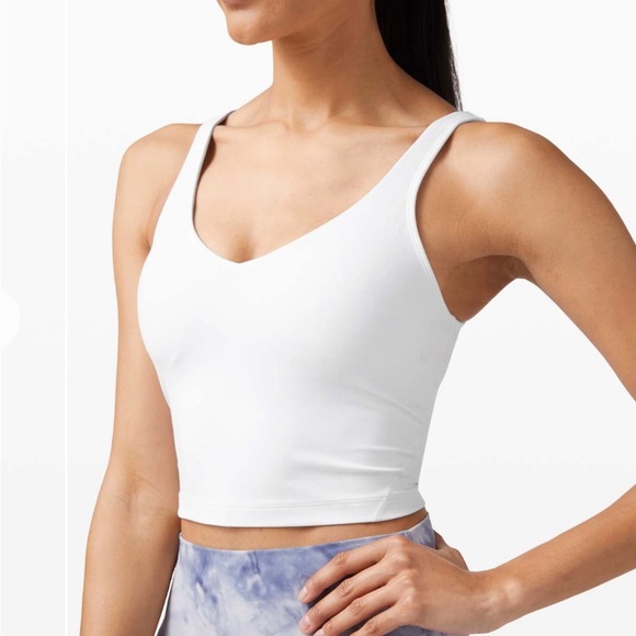lululemon athletica Tops - Lululemon Align Cropped Tank Size 8 White with Tan Shelf Bra
